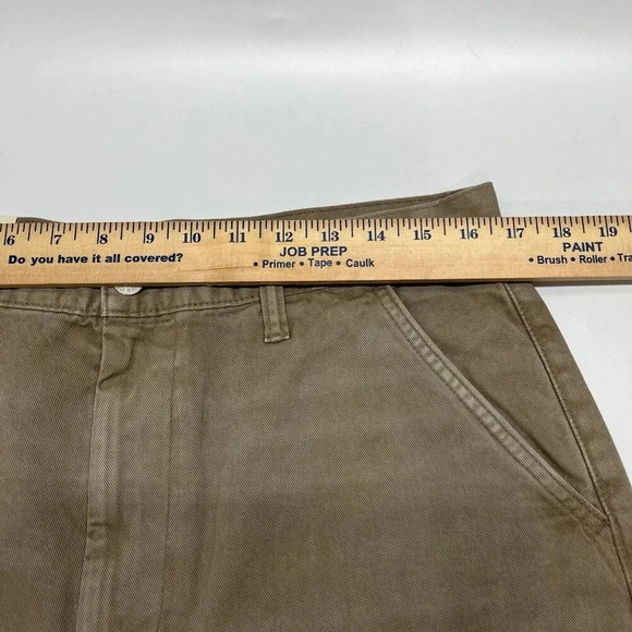 American Eagle Barrel Jeans Womens 12 Taupe Wide Leg Cropped Organic Cotton - Picture 14 of 16